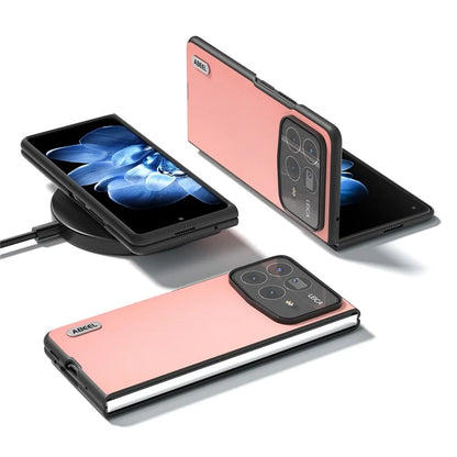 ABEEL For Xiaomi Mix Fold 4 5G Case Genuine Cow Leather Hard PC Phone Cover