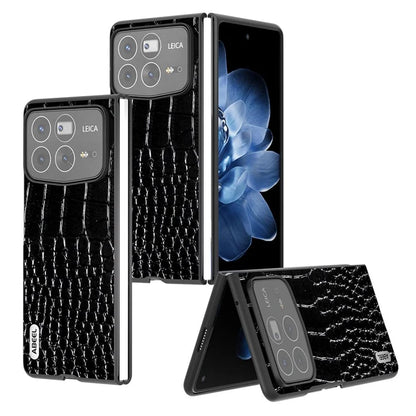 ABEEL For Xiaomi Mix Fold 4 5G Case Genuine Cow Leather Back Phone Cover Crocodile Texture