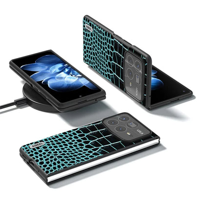 ABEEL For Xiaomi Mix Fold 4 5G Case Genuine Cow Leather Back Phone Cover Crocodile Texture