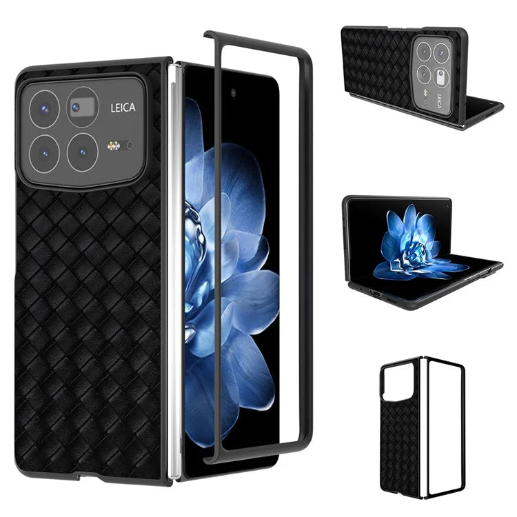 For Xiaomi Mix Fold 4 5G Case Woven Texture PU Leather Coated PC Mobile Phone Cover