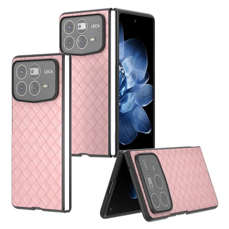 For Xiaomi Mix Fold 4 5G Case Woven Texture PU Leather Coated PC Mobile Phone Cover