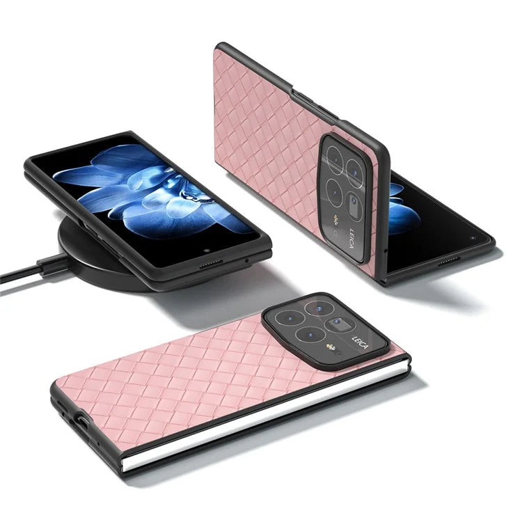 For Xiaomi Mix Fold 4 5G Case Woven Texture PU Leather Coated PC Mobile Phone Cover