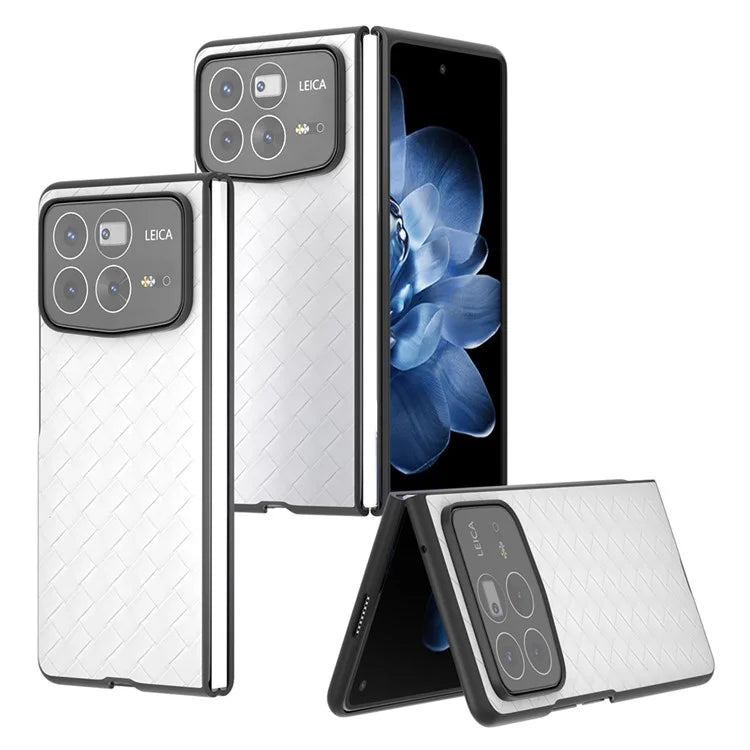 For Xiaomi Mix Fold 4 5G Case Woven Texture PU Leather Coated PC Mobile Phone Cover