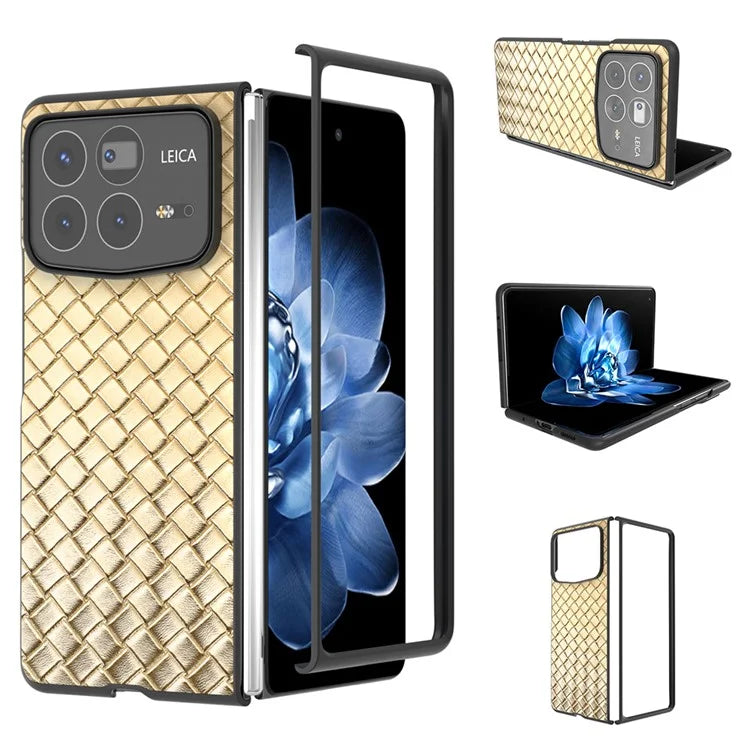 For Xiaomi Mix Fold 4 5G Case Woven Texture PU Leather Coated PC Mobile Phone Cover