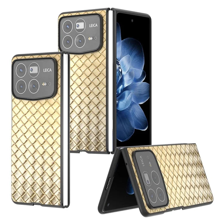 For Xiaomi Mix Fold 4 5G Case Woven Texture PU Leather Coated PC Mobile Phone Cover