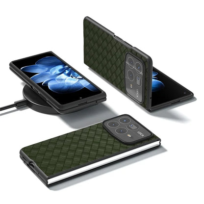 For Xiaomi Mix Fold 4 5G Case Woven Texture PU Leather Coated PC Mobile Phone Cover