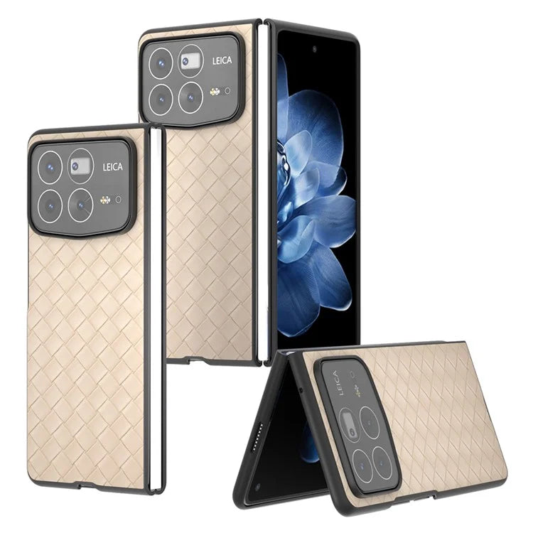 For Xiaomi Mix Fold 4 5G Case Woven Texture PU Leather Coated PC Mobile Phone Cover
