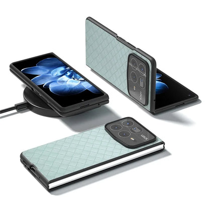 For Xiaomi Mix Fold 4 5G Case Woven Texture PU Leather Coated PC Mobile Phone Cover