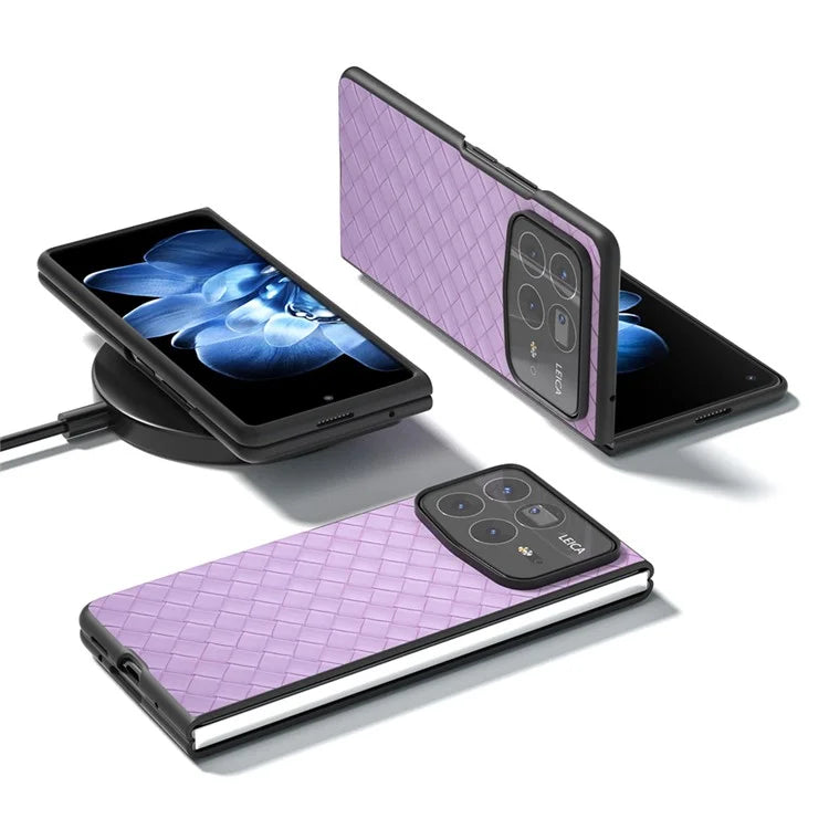 For Xiaomi Mix Fold 4 5G Case Woven Texture PU Leather Coated PC Mobile Phone Cover