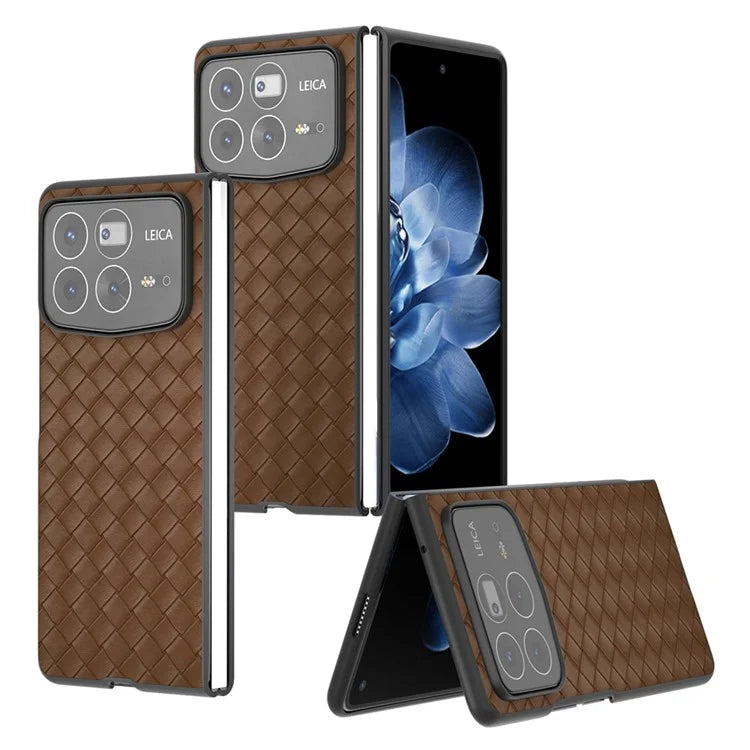 For Xiaomi Mix Fold 4 5G Case Woven Texture PU Leather Coated PC Mobile Phone Cover