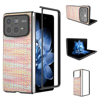 For Xiaomi Mix Fold 4 5G Case Leather+PC Phone Cover Plaid Texture