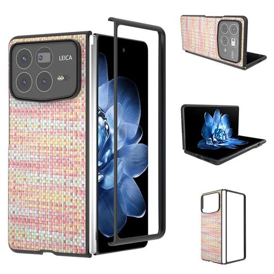 For Xiaomi Mix Fold 4 5G Case Leather+PC Phone Cover Plaid Texture