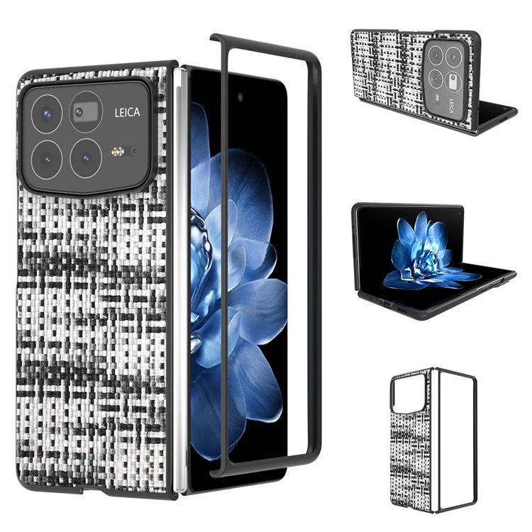 For Xiaomi Mix Fold 4 5G Case Leather+PC Phone Cover Plaid Texture
