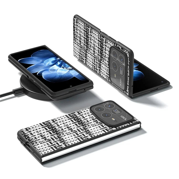For Xiaomi Mix Fold 4 5G Case Leather+PC Phone Cover Plaid Texture