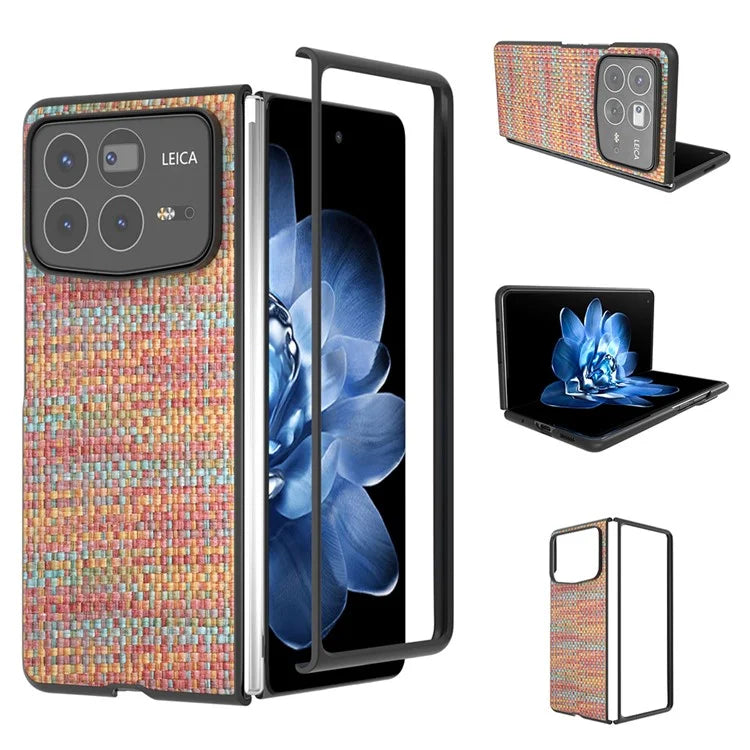 For Xiaomi Mix Fold 4 5G Case Leather+PC Phone Cover Plaid Texture