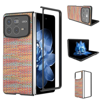 For Xiaomi Mix Fold 4 5G Case Leather+PC Phone Cover Plaid Texture