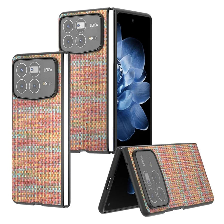 For Xiaomi Mix Fold 4 5G Case Leather+PC Phone Cover Plaid Texture