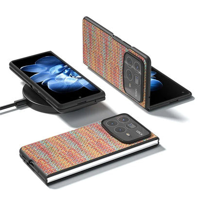For Xiaomi Mix Fold 4 5G Case Leather+PC Phone Cover Plaid Texture