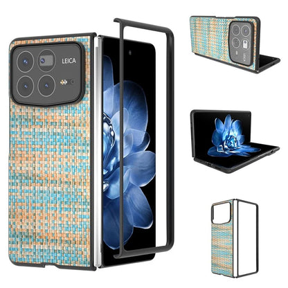 For Xiaomi Mix Fold 4 5G Case Leather+PC Phone Cover Plaid Texture