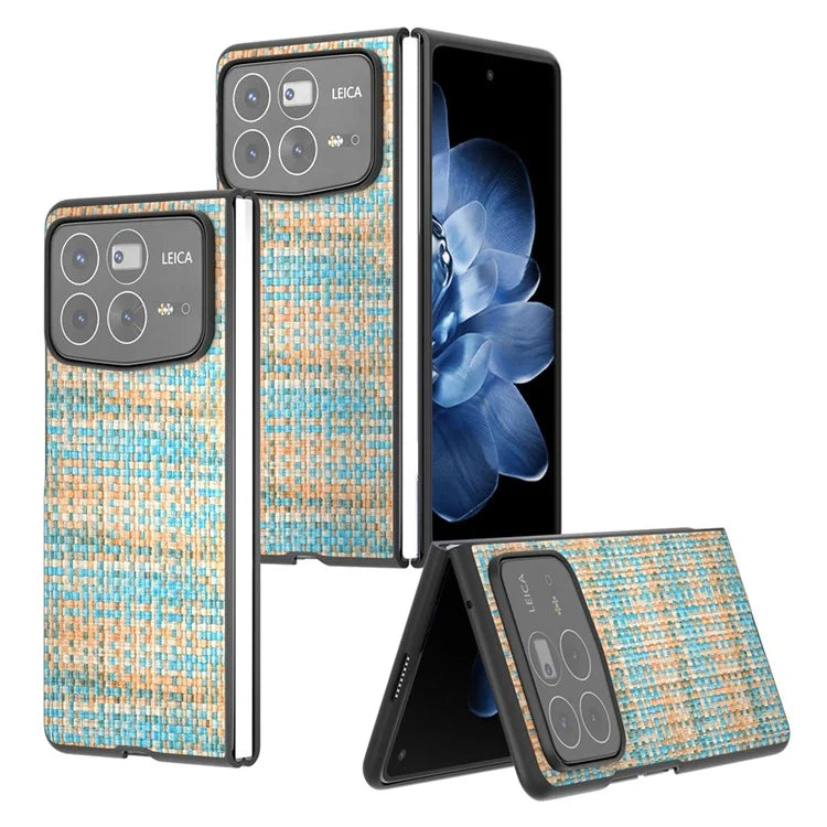 For Xiaomi Mix Fold 4 5G Case Leather+PC Phone Cover Plaid Texture