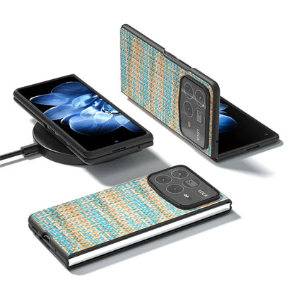 For Xiaomi Mix Fold 4 5G Case Leather+PC Phone Cover Plaid Texture