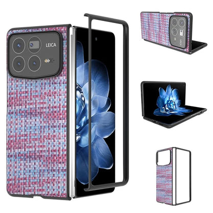 For Xiaomi Mix Fold 4 5G Case Leather+PC Phone Cover Plaid Texture