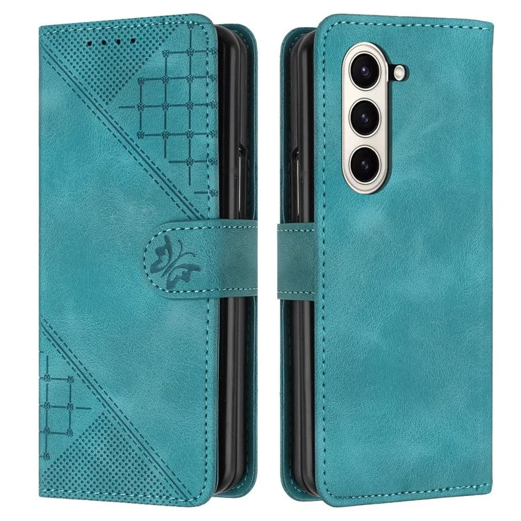 YX0080 For Samsung Galaxy Z Fold5 5G Case Butterfly Imprint Leather Wallet Phone Cover