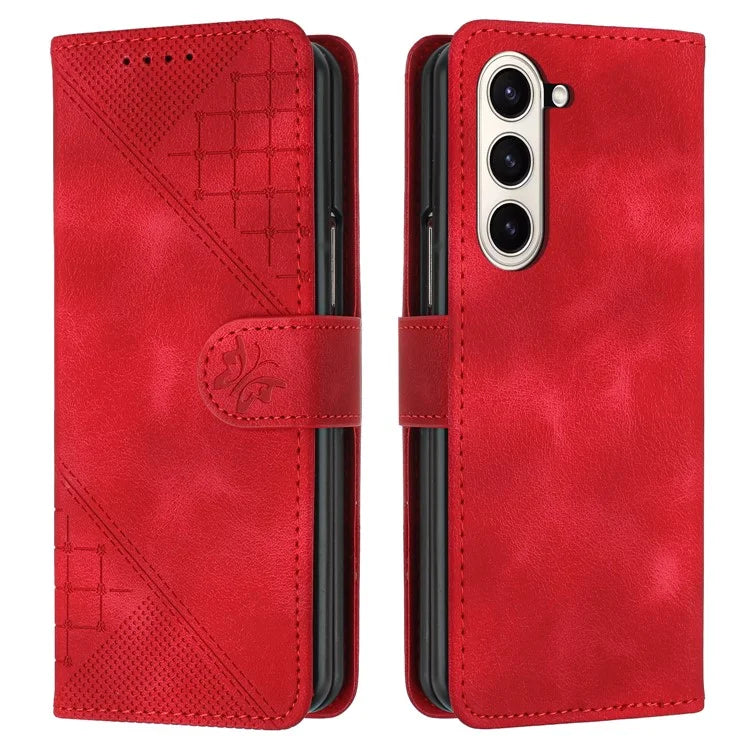 YX0080 For Samsung Galaxy Z Fold5 5G Case Butterfly Imprint Leather Wallet Phone Cover
