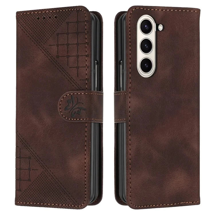 YX0080 For Samsung Galaxy Z Fold5 5G Case Butterfly Imprint Leather Wallet Phone Cover