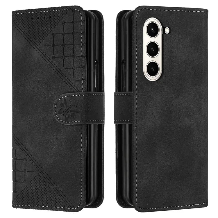 YX0080 For Samsung Galaxy Z Fold5 5G Case Butterfly Imprint Leather Wallet Phone Cover