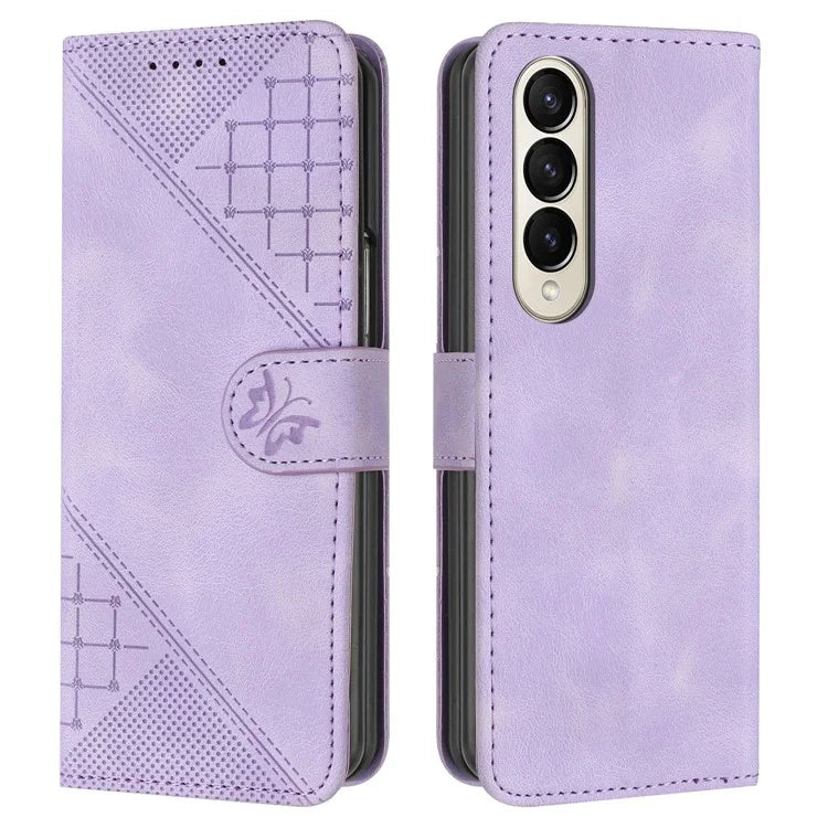 YX0080 For Samsung Galaxy Z Fold4 5G Case Butterfly Imprint Leather Wallet Phone Cover