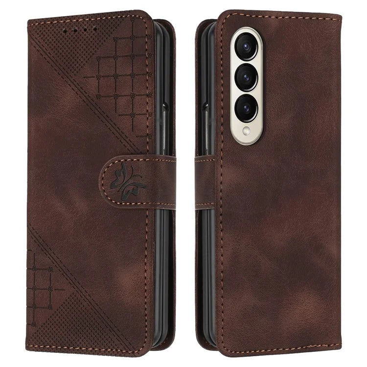 YX0080 For Samsung Galaxy Z Fold4 5G Case Butterfly Imprint Leather Wallet Phone Cover