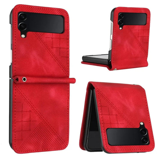 YX0080 For Samsung Galaxy Z Flip4 5G Case Imprint PU Leather Phone Cover