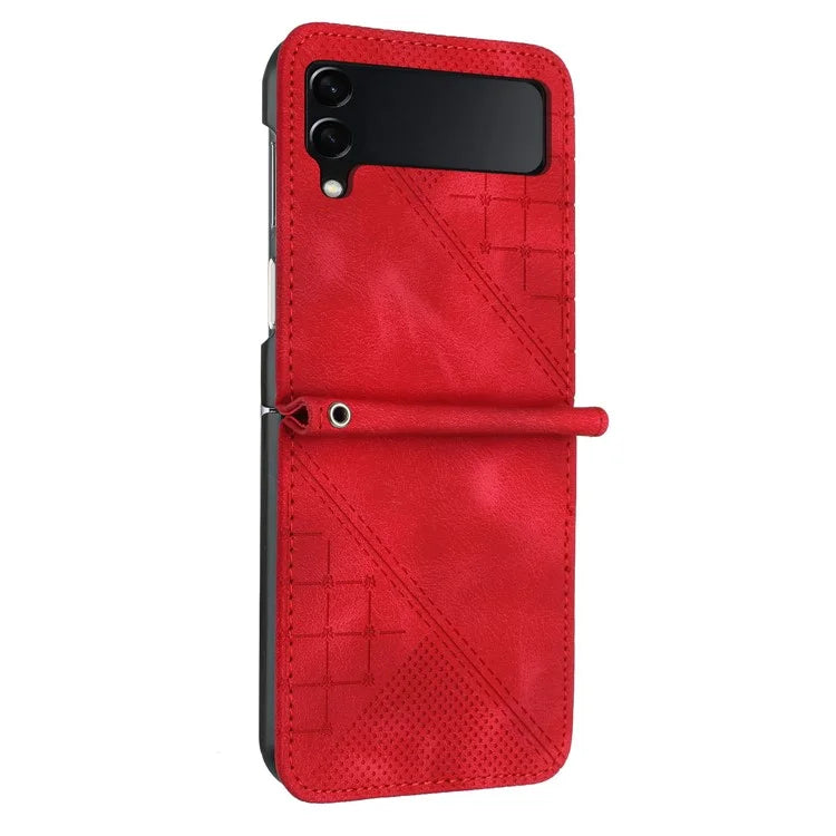 YX0080 For Samsung Galaxy Z Flip4 5G Case Imprint PU Leather Phone Cover