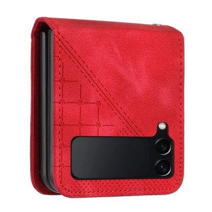 YX0080 For Samsung Galaxy Z Flip4 5G Case Imprint PU Leather Phone Cover
