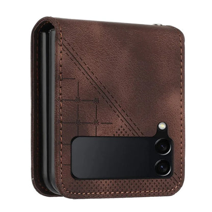 YX0080 For Samsung Galaxy Z Flip4 5G Case Imprint PU Leather Phone Cover