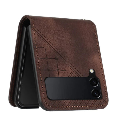 YX0080 For Samsung Galaxy Z Flip4 5G Case Imprint PU Leather Phone Cover