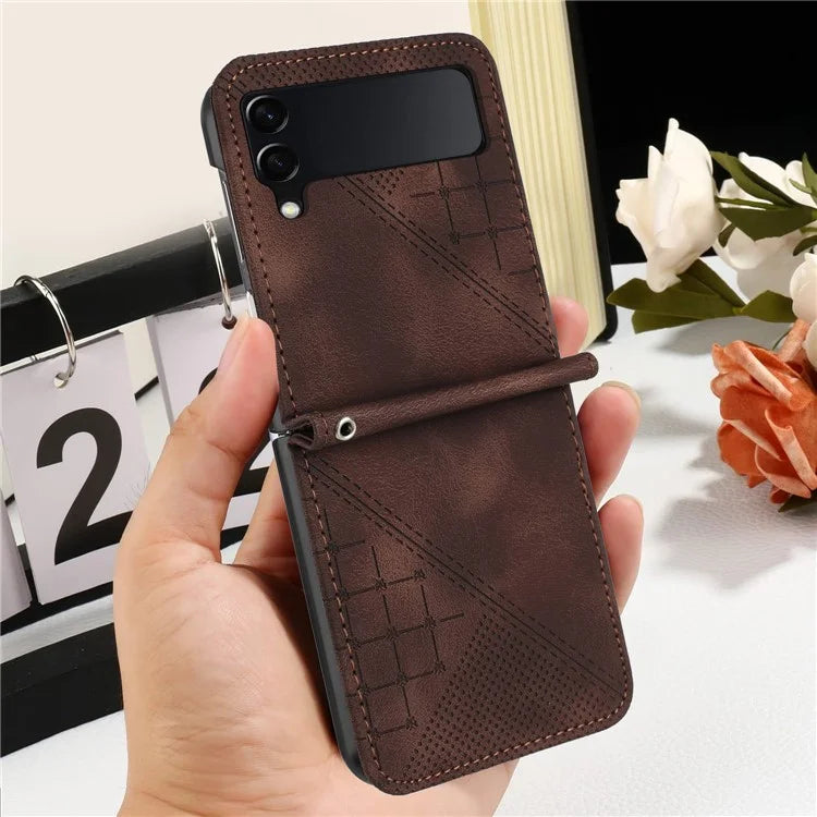 YX0080 For Samsung Galaxy Z Flip4 5G Case Imprint PU Leather Phone Cover
