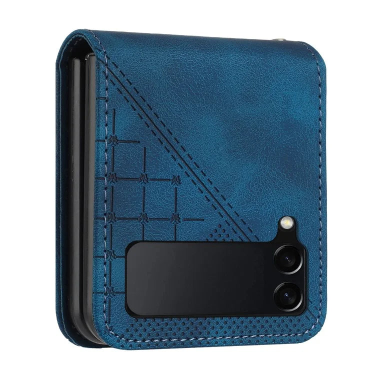 YX0080 For Samsung Galaxy Z Flip4 5G Case Imprint PU Leather Phone Cover