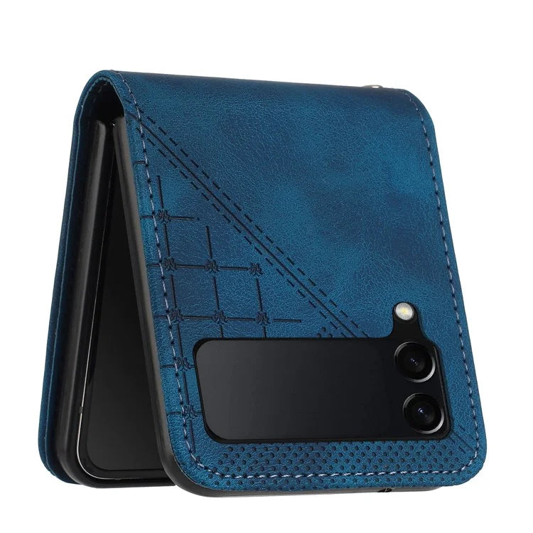 YX0080 For Samsung Galaxy Z Flip4 5G Case Imprint PU Leather Phone Cover