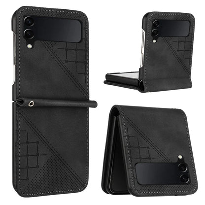 YX0080 For Samsung Galaxy Z Flip4 5G Case Imprint PU Leather Phone Cover