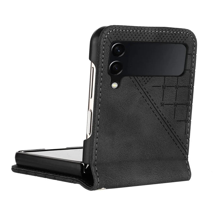 YX0080 For Samsung Galaxy Z Flip4 5G Case Imprint PU Leather Phone Cover