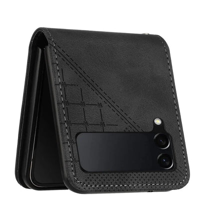YX0080 For Samsung Galaxy Z Flip4 5G Case Imprint PU Leather Phone Cover