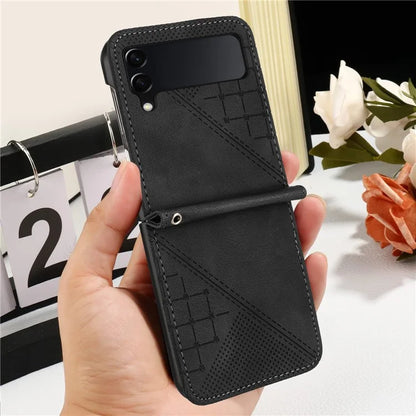 YX0080 For Samsung Galaxy Z Flip4 5G Case Imprint PU Leather Phone Cover