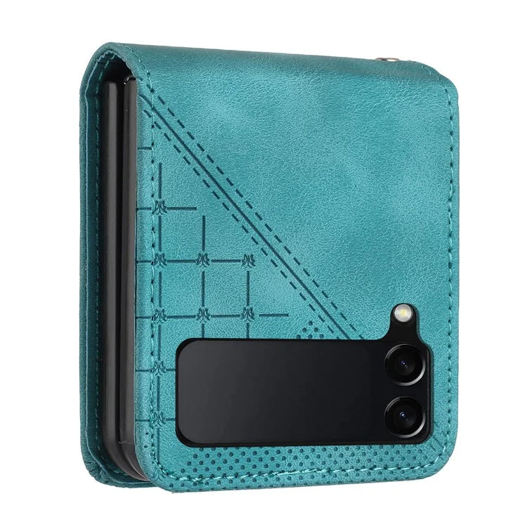 YX0080 For Samsung Galaxy Z Flip4 5G Case Imprint PU Leather Phone Cover