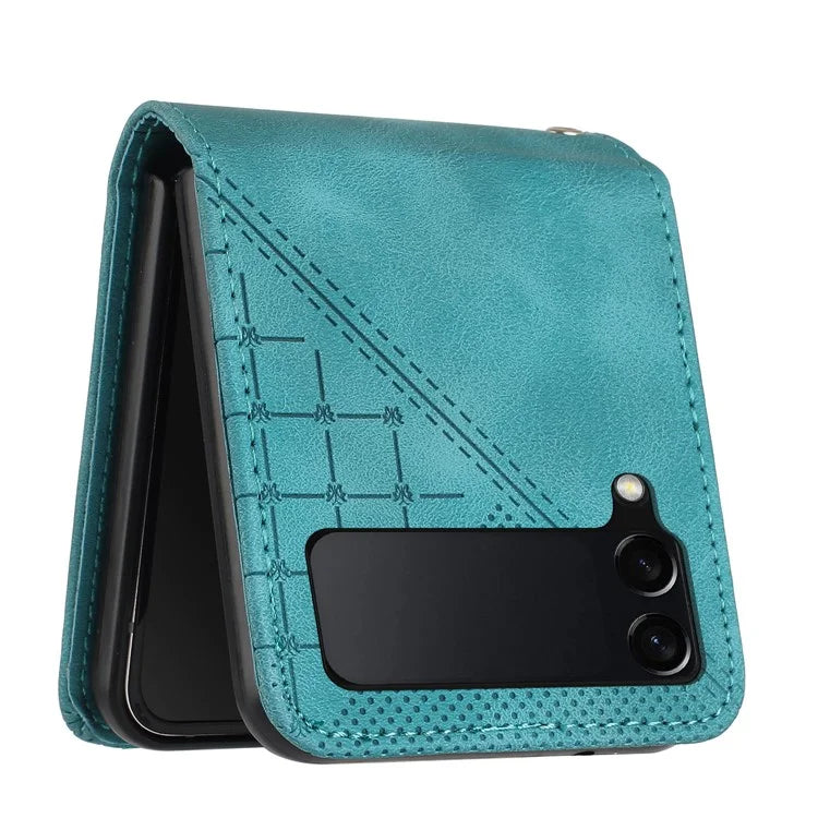 YX0080 For Samsung Galaxy Z Flip4 5G Case Imprint PU Leather Phone Cover