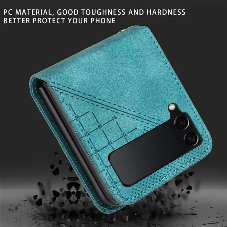 YX0080 For Samsung Galaxy Z Flip4 5G Case Imprint PU Leather Phone Cover