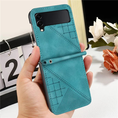 YX0080 For Samsung Galaxy Z Flip4 5G Case Imprint PU Leather Phone Cover