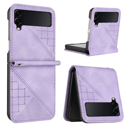 YX0080 For Samsung Galaxy Z Flip4 5G Case Imprint PU Leather Phone Cover
