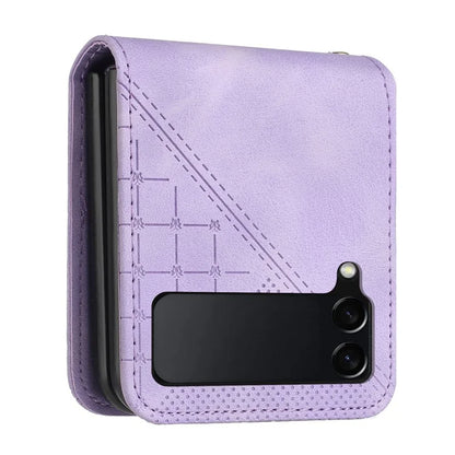 YX0080 For Samsung Galaxy Z Flip4 5G Case Imprint PU Leather Phone Cover